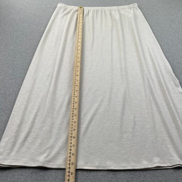 EILEEN FISHER Skirt Large Beige Stretch Jersey Knit Midi Pull On Oat Heather - Picture 7 of 12